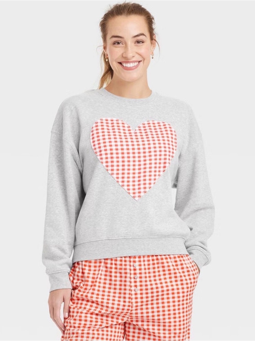 Grayson Threads Women's Heart Patch Sweatshirt Grey Size XS